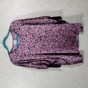 04118 Ivy Jane pink & black satin oversized tunic blouse M/L